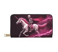 TZTTZT Magical Pink Skeleton Rider Print Wallet Women Leather Bifold Multi Card Wallet, Long Purse Women Wallets