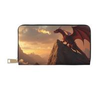 TZTTZT Magical Red Dragon-D Print Wallet Women Leather Bifold Multi Card Wallet, Long Purse Women Wallets