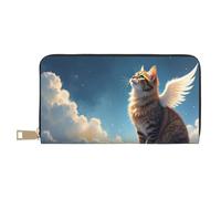 TZTTZT Magical White Angel Cat-A Print Wallet Women Leather Bifold Multi Card Wallet, Long Purse Women Wallets