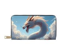 TZTTZT Magical White Dragon Print Wallet Women Leather Bifold Multi Card Wallet, Long Purse Women Wallets