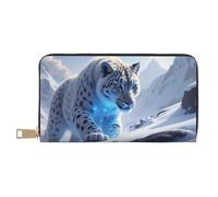 TZTTZT Magical White Snow Leopard Print Wallet Women Leather Bifold Multi Card Wallet, Long Purse Women Wallets