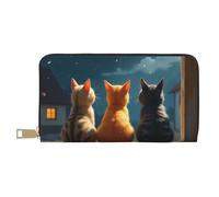 TZTTZT Mignon Orange Cat Trio Imprimé Portefeuille Femmes Cuir Deux Volets Multi Card Wallet, Long Portefeuille Femmes Portefeuilles