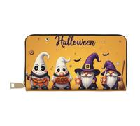 TZTTZT Mignon Orange Halloween Gnomes Print Wallet Women Leather Bifold Multi Card Wallet, Long Purse Women Wallets