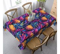 TZTTZT Nappe rectangulaire avec imprimé ananas blanc tropical, 152,4 x 228,6 cm, infroissable en tissu décoratif pour salle à manger, fête, intérieur et extérieur