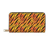 TZTTZT Orange Tiger Stripe Print Wallet Women Leather Bifold Multi Card Wallet, Long Purse Women Wallets