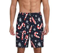 TZTTZT Pantalon de pyjama pour homme - Short de pyjama en coton imprimé sucre d'orge et flocons de neige pour homme, short décontracté, pantalon de pyjama décontracté, Noir/blanc, XXL