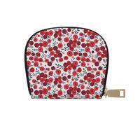 TZTTZT Porte-carte de crédit pour femme en cuir avec motif aubépine rouge