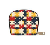 TZTTZT Porte-cartes de crédit en cuir avec imprimé puzzle coloré pour femme, porte-cartes de crédit