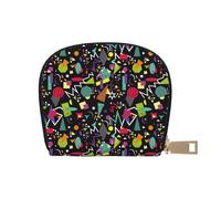 TZTTZT Porte-cartes en cuir avec figures géométriques colorées pour femme, porte-cartes de crédit, portefeuille pour cartes de crédit