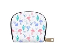 TZTTZT Porte-cartes en cuir pour femme Motif méduses et algues marines de dessin animé