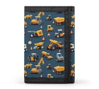 TZTTZT Portefeuille à deux volets pour homme, imprimé remorque excavatrice dessin animé, 8 porte-cartes de crédit, poche avant, petit portefeuille à deux volets pour homme