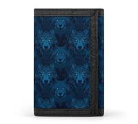 TZTTZT Portefeuille bleu cool imprimé tête de loup pour homme, petit portefeuille à deux volets pour homme, 8 porte-cartes de crédit, poche avant mince minimaliste