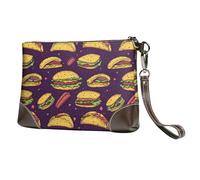 TZTTZT Portefeuille en cuir avec dragonne pour femme, sac à main et sac à main imprimé hamburger jambon