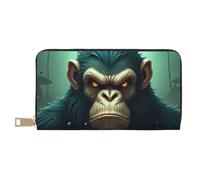 TZTTZT Portefeuille en cuir avec imprimé Gorilla-A bleu cool pour femmes, portefeuille à deux volets, porte-cartes, long portefeuille pour femmes