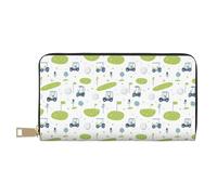 TZTTZT Portefeuille fin en cuir pour homme et femme - Porte-cartes imprimé chariot de golf avec fermeture éclair