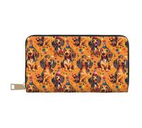 TZTTZT Portefeuille fin en cuir pour homme et femme - Porte-cartes imprimé de chiens saucisses avec fermeture éclair