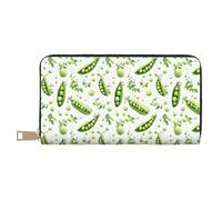 TZTTZT Portefeuille fin en cuir pour homme et femme - Porte-cartes tendance avec fermeture éclair et imprimé haricots verts