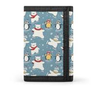TZTTZT Portefeuille fin et minimaliste à deux volets pour homme, motif ours, pingouin, flocons de neige, 8 porte-cartes de crédit, poche avant, petit portefeuille pour homme