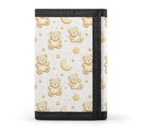 TZTTZT Portefeuille fin minimaliste à deux volets pour homme, 8 porte-cartes de crédit, avec poche avant, motif ours mignon et lune, étoiles