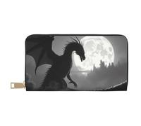 TZTTZT Portefeuille gothique noir imprimé dragon-A pour femmes, portefeuille à deux volets en cuir, porte-cartes, long portefeuille pour femmes