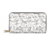 TZTTZT Portefeuille imprimé camouflage gris clair pour femmes, portefeuille à deux volets en cuir multi-cartes, long sac à main pour femmes portefeuilles