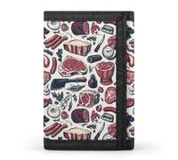 TZTTZT Portefeuille imprimé chair rouge pour homme, 8 emplacements pour cartes de crédit, poche avant minimaliste, petits portefeuilles pliables pour homme