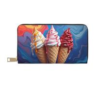 TZTTZT Portefeuille imprimé de cônes de glace colorés pour femmes, portefeuille en cuir à deux volets, porte-monnaie long pour femmes
