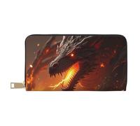 TZTTZT Portefeuille imprimé dragon-A orange cool pour femmes, portefeuille à deux volets en cuir, porte-monnaie long pour femmes