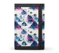 TZTTZT Portefeuille imprimé île d'été pour homme, 8 porte-cartes de crédit, mince et minimaliste, poche avant, petit portefeuille à deux volets pour homme