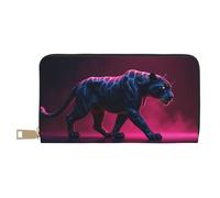 TZTTZT Portefeuille imprimé panthère bleue cool pour femmes, portefeuille à deux volets en cuir, porte-monnaie long pour femmes