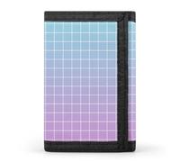 TZTTZT Portefeuille pour homme, 8 porte-cartes de crédit, fin et minimaliste, poche avant, bleu, rose, imprimé quadrillage ombré (a), petit portefeuille à deux volets pour homme