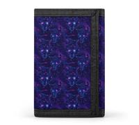 TZTTZT Portefeuille violet imprimé tête de loup cyber pour homme, petit portefeuille à deux volets pour homme, 8 porte-cartes de crédit, poche avant mince minimaliste