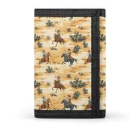 TZTTZT Portefeuille Western Cowboy Cactus B imprimé cactus pour homme, petit portefeuille à deux volets pour homme, 8 porte-cartes de crédit, fin et minimaliste, poche avant