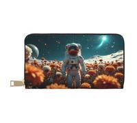 TZTTZT Rétro Orange Astronaut-B Print Wallet Women Leather Bifold Multi Card Wallet, Long Purse Women Wallets