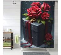 TZTTZT Rideau de douche en tissu pour salle de bain - 152,4 x 183 cm - Motif boîte rouge rose n° 561 - Rideau de douche opaque avec crochets