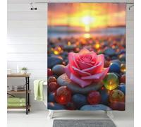 TZTTZT Rideaux de douche en tissu pour salle de bain, 152 x 182 cm, couleur rose solaire #771, doublure de rideau de douche opaque, rideau de chambre de ferme avec crochets