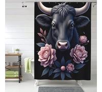 TZTTZT Rideaux de douche en tissu pour salle de bain, 152 x 183 cm, impression Onyx taureau et onyx n°76 mat avec crochets