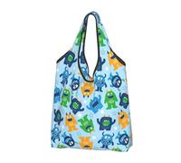 TZTTZT Sacs à provisions réutilisables, sacs à provisions pliables motif monstres de dessins animés avec poignées, Noir , Taille unique