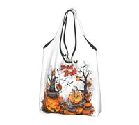 TZTTZT Sacs à provisions réutilisables, sacs de courses pliables pour Halloween, truc ou affaire, sac d'épicerie avec poignées, noir, 1 pièce