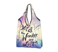 TZTTZT Sacs de courses réutilisables pliables - Toutes les personnes qui errent ne sont pas perdues - Sac d'épicerie avec poignées, Noir, 2 piezas