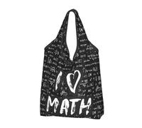 TZTTZT Sacs d'épicerie réutilisables, sacs de courses pliables avec poignées « I Love Math », Noir/blanc, 2 PCS