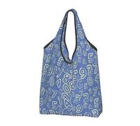 TZTTZT Sacs d'épicerie réutilisables, sacs de courses pliables bleu mathématiques, sac fourre-tout avec poignées, Noir/blanc, 2 PCS