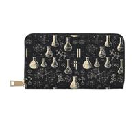 TZTTZT Science Lab Doodle Pattern A Print Wallet Women Leather Bifold Multi Card Wallet, Long Purse Women Wallets