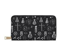 TZTTZT Science Lab Doodle Pattern Print Wallet Women Leather Bifold Multi Card Wallet, Long Purse Women Wallets