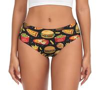 TZTTZT Sous-vêtements sans couture pour femme, motif hamburger et frites, sous-vêtements pour femme, culotte de bikini, Noir , M