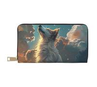 TZTTZT Starry Sky Cloud Wolf Portefeuille en cuir pour femme, porte-feuille multi-cartes, portefeuille long pour femme