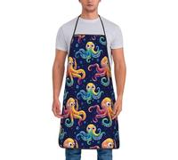 TZTTZT Tablier de chef pour homme et femme - Joli poulpe coloré imprimé résistant à l'huile pour la cuisine ou le barbecue