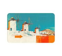 TZTTZT Tapis de bain absorbant et antidérapant lavable en machine avec moulins à vent grecs colorés 76 x 50 cm