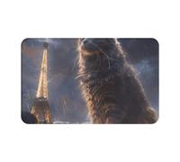 TZTTZT Tapis de bain absorbant et antidérapant lavable en machine Motif chat géant Paris 76 x 50 cm