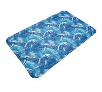 TZTTZT Tapis de bain absorbant et antidérapant lavable en machine Motif dauphin Bleu océan 76,2 x 50,8 cm